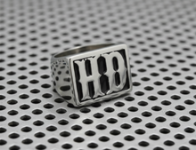Load image into Gallery viewer, Large "HD" Signet Ring Men's Biker Ring Stainless Steel SR195
