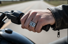 Load image into Gallery viewer, Large "HD" Signet Ring Men's Biker Ring Stainless Steel SR195