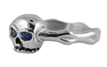Load image into Gallery viewer, Blue Eyed Skull &amp; Bones Ring Lady Biker Stainless Steel SR196