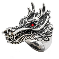 Huge 3-D Dragon Ring Red Eyes Men's Stainless Steel SR198