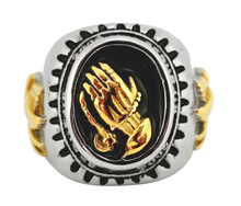 Load image into Gallery viewer, Oval Praying Hands Ring Men's Religious Stainless Steel SR199