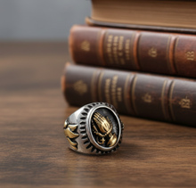 Load image into Gallery viewer, Oval Praying Hands Ring Men's Religious Stainless Steel SR199