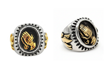 Load image into Gallery viewer, Oval Praying Hands Ring Men's Religious Stainless Steel SR199