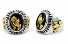Load image into Gallery viewer, Oval Praying Hands Ring Men's Religious Stainless Steel SR199