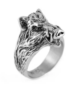Heavy Metal Jewelry Men's Wild Boar Ring Stainless Steel