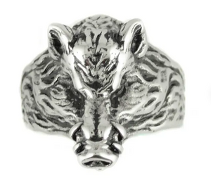 Heavy Metal Jewelry Men's Wild Boar Ring Stainless Steel
