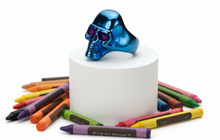 Load image into Gallery viewer, Blue Skull Ring Red Anodized Eye's Men's Stainless Steel SR202