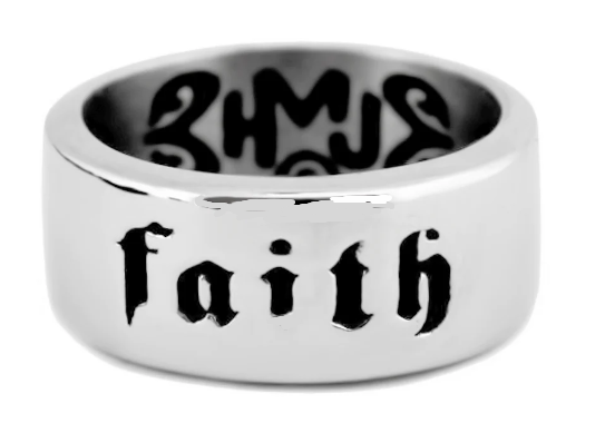 Heavy Metal Jewelry Faith Wedding Band Ring Stainless Steel