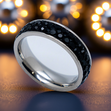 Load image into Gallery viewer, Ladies Double Row Black Stone Stainless Steel Wedding Band Ring