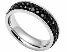 Load image into Gallery viewer, Black Ice Ring Double Row Lady Biker Wedding Band Stainless Steel SR207