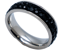 Load image into Gallery viewer, Double Row Black Ice Ring Lady Biker Wedding Band Stainless Steel SR207