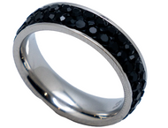 Double Row Black Ice Ring Lady Biker Wedding Band Stainless Steel SR207