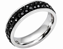 Load image into Gallery viewer, Black Ice Ring Double Row Lady Biker Wedding Band Stainless Steel SR207