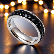 Load image into Gallery viewer, Black Ice Ring Double Row Lady Biker Wedding Band Stainless Steel SR207