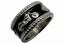 Load image into Gallery viewer, Black Motorcycle Bike Ring Lady Biker Two-Tone Stainless Steel SR208