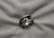 Load image into Gallery viewer, Black Motorcycle Bike Ring Lady Biker Two-Tone Stainless Steel SR208