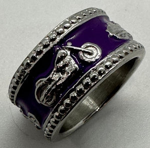 Biker Jewelry Ladies Purple Motorcycle Wedding Band Ring Stainless Steel