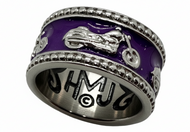 Purple Motorcycle Bike Ring Lady Biker Two-Tone Ring<BR>Stainless Steel SR209