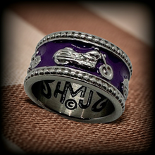 Load image into Gallery viewer, Purple Motorcycle Bike Ring Lady Biker Two-Tone Ring<BR>Stainless Steel SR209