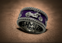 Load image into Gallery viewer, Purple Motorcycle Bike Ring Lady Biker Two-Tone Ring<BR>Stainless Steel SR209