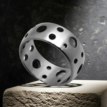 Load image into Gallery viewer, Holes All Over Ring Unisex Wedding Band Satin Stainless Steel SR20