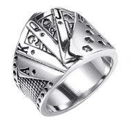 Royal Straight Flush Ring Men's Poker Ring Stainless Steel SR210