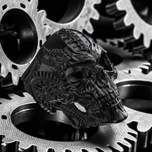 Load image into Gallery viewer, Big Men&#39;s Stainless Steel Black Skull Ring SR211