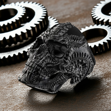 Load image into Gallery viewer, Big Men&#39;s Stainless Steel Black Skull Ring SR211