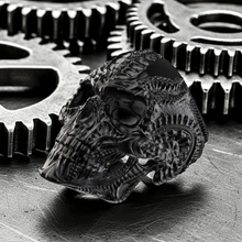 Load image into Gallery viewer, Big Men&#39;s Stainless Steel Black Skull Ring SR211