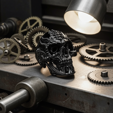 Load image into Gallery viewer, Big Men&#39;s Stainless Steel Black Skull Ring SR211