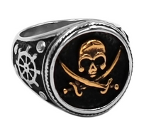 Load image into Gallery viewer, Biker Jewelry Men&#39;s Pirate Ring Stainless Steel