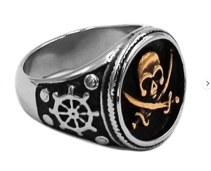 Biker Jewelry Men's Pirate Ring Stainless Steel