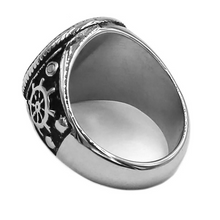 Load image into Gallery viewer, Round "Pirate" Signet Ring Men's Stainless Steel SR213