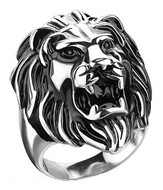 Lion's Head Ring Men's Biker Stainless Steel Ring SR214