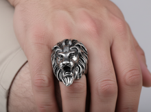 Load image into Gallery viewer, Lion's Head Ring Men's Biker Stainless Steel Ring SR214