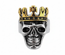 Load image into Gallery viewer, Crowned  Skull Ring Gold Edition Two-Tone Men's Stainless-Steel SR216