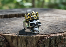 Load image into Gallery viewer, Crowned  Skull Ring Gold Edition Two-Tone Men's Stainless-Steel SR216