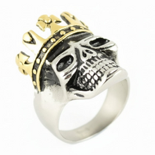 Load image into Gallery viewer, Crowned  Skull Ring Gold Edition Two-Tone Men's Stainless-Steel SR216