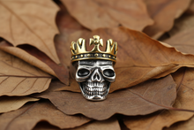 Load image into Gallery viewer, Crowned  Skull Ring Gold Edition Two-Tone Men's Stainless-Steel SR216
