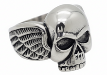 Load image into Gallery viewer, Winged Skull Ring Men's Biker Stainless Steel SR218