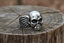Load image into Gallery viewer, Winged Skull Ring Men's Biker Stainless Steel SR218