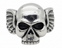 Load image into Gallery viewer, Winged Skull Ring Men's Biker Stainless Steel SR218