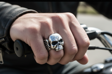 Load image into Gallery viewer, Winged Skull Ring Men's Biker Stainless Steel SR218