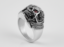 Load image into Gallery viewer, Eye Patch Skull Ring Red Eye Men's Stainless Steel Ring SR219