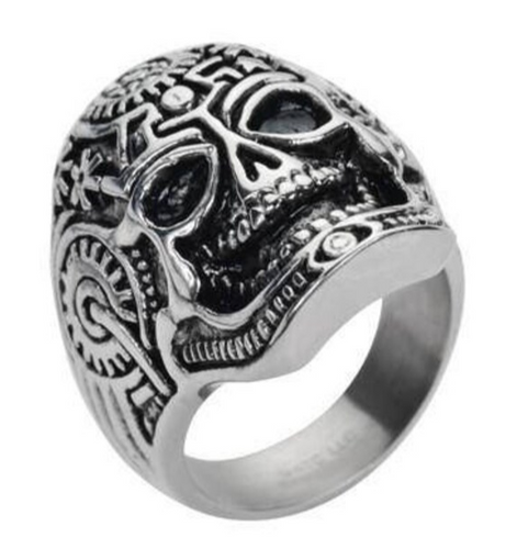 Skull Jewelry Men's Quantum Mechanical Skull Ring Stainless Steel SR221