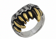 Load image into Gallery viewer, Men’s Vampire Fang Ring Gold Edition-Gold Plated Stainless Steel SR223