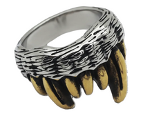 Load image into Gallery viewer, Men’s Vampire Fang Ring Gold Edition-Gold Plated Stainless Steel SR223