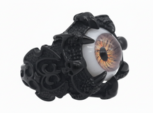 Load image into Gallery viewer, Men’s Black Eyeball Ring Gothic Statement Design Stainless Steel SR225