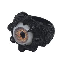 Load image into Gallery viewer, Men’s Black Eyeball Ring Gothic Statement Design Stainless Steel SR225