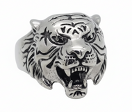 Unisex Tigers Head Ring Roaring Tiger Biker Statement Ring Stainless Steel SR226